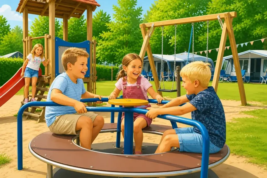 Spelen is van de dingen die kinderen op de camping doen